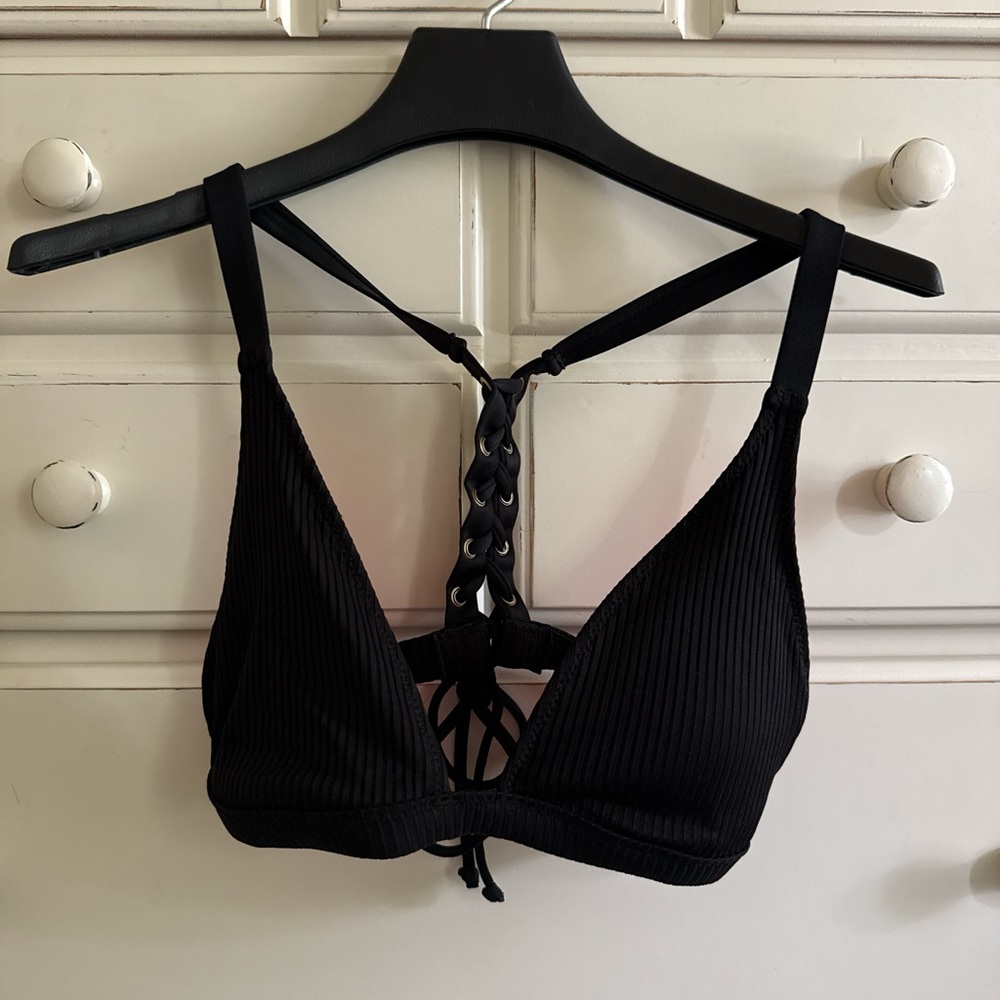 PINK Victoria's Secret Black Strappy Bikini Top